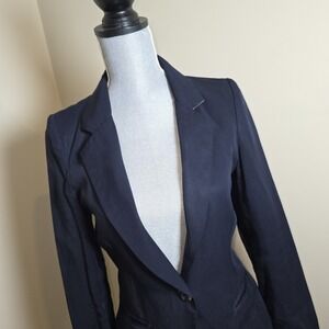 Rails Women's Navy Blazer Leather Elbow Patches Size S Academic Preppy